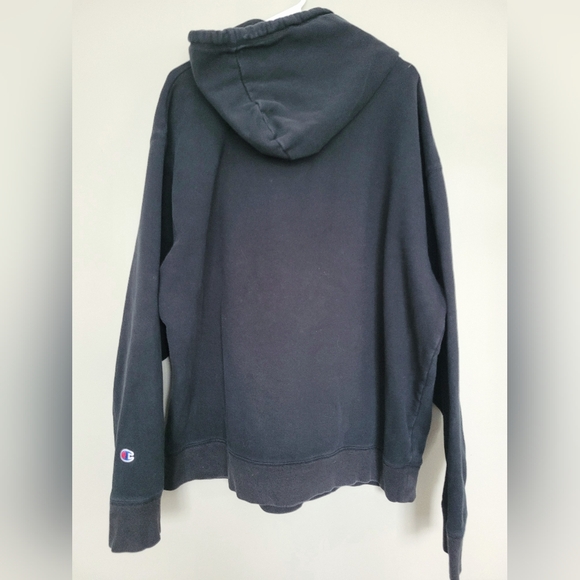 Champion Men's Black Hoodie 80% Cotton Kangaroo Pocket XL - Picture 10 of 16
